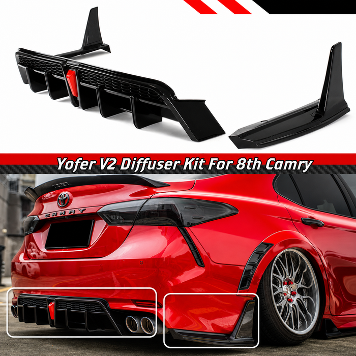 2018-2024 Toyota Camry Yofer V2 Diffuser W/ 3rd Brake Light & Rear Side Spats